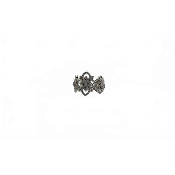 Elegant Vintage Silver Filigree Ring with Sparkling Details Size 7 - Picture 1 of 9